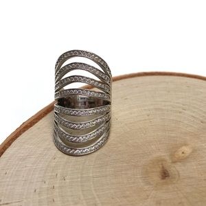 Wide wavy sterling silver cz ring